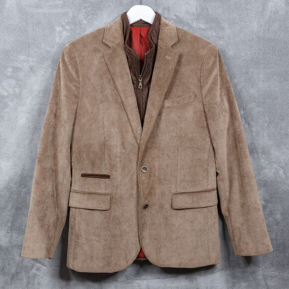 ENGLISH LAUNDRY Micro Cord Casual Sport Jacket Faux Layer Tan Brown Mens Sz S - Picture 1 of 10